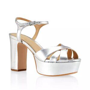 Schutz Keefa Metallic Leather Platform Sandals